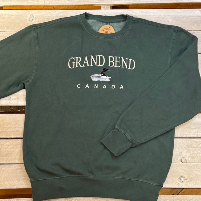 Grand Bend Souvenir Loon Embroidery Crew Neck Fleece