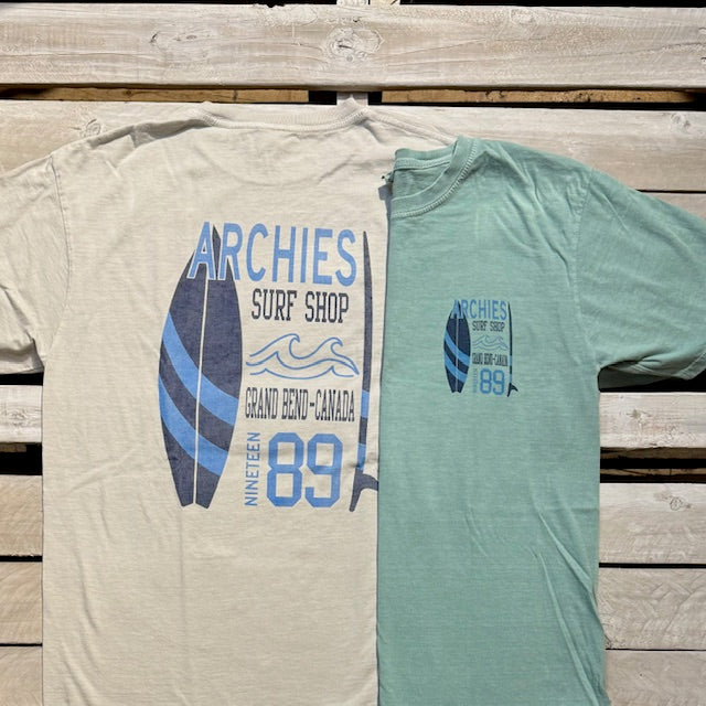 Archies Up Late Surfboards Short Sleeve Tee