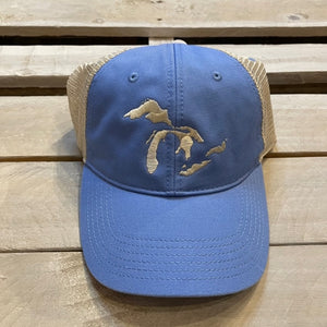 Great Lakes Map Embroidery Trucker Ball Cap