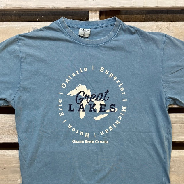 Grand Bend Souvenir Circles Lakes Acid Wash Short Sleeve Tee