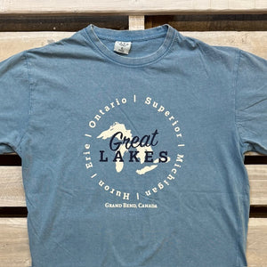 Grand Bend Souvenir Circles Lakes Acid Wash Short Sleeve Tee