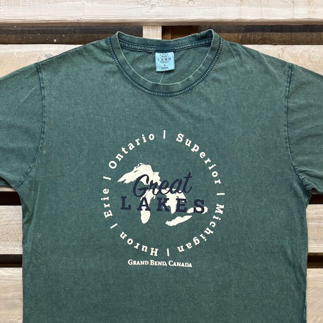 Grand Bend Souvenir Circles Lakes Acid Wash Short Sleeve Tee